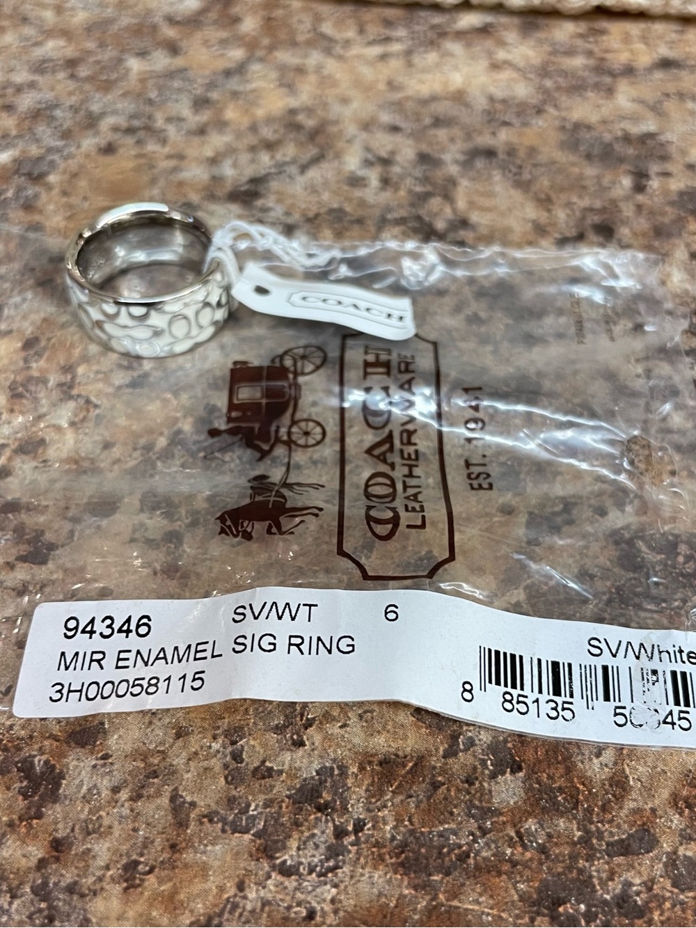 Coach Miranda Enamel Signature Ring NWT